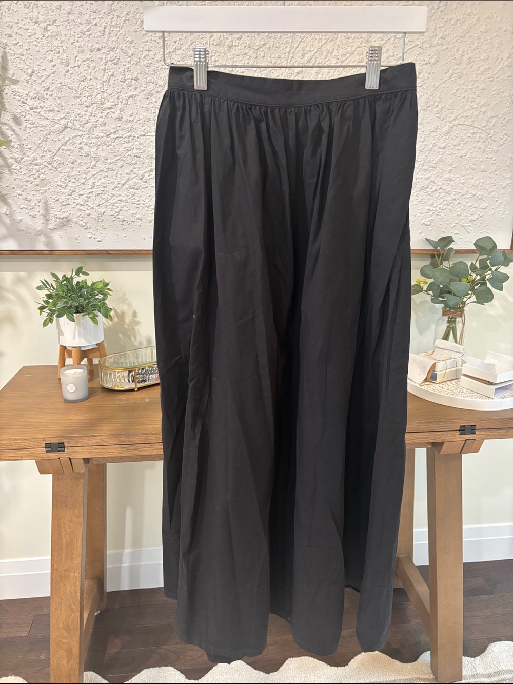 aerie Black Wide-Leg Elastic-Waist Chinos